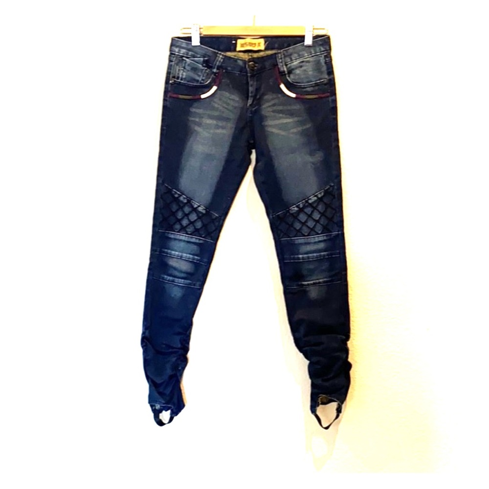 Japanese brand Low rise stirrup skinny jeans